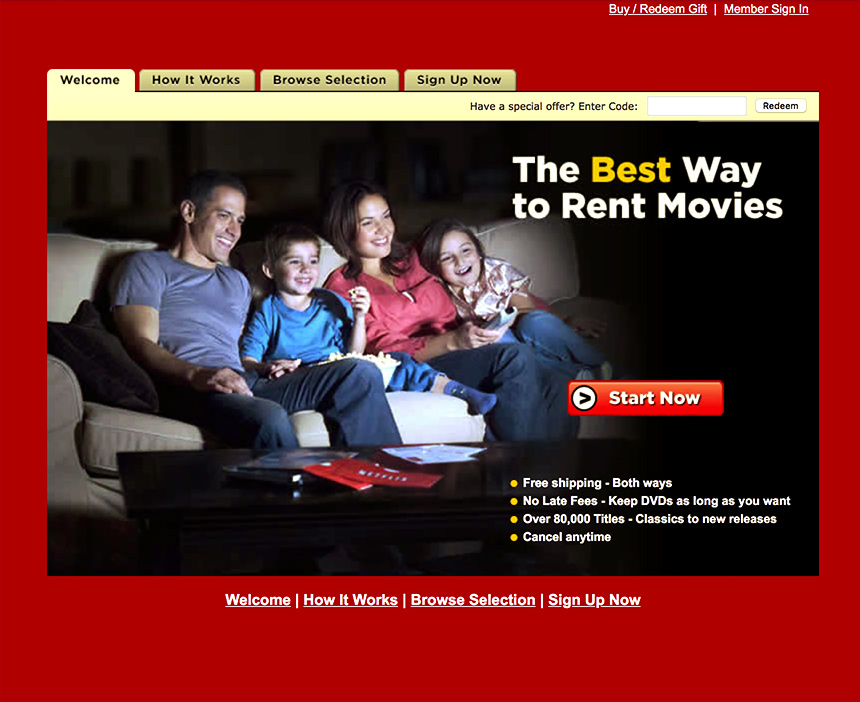 Netflix Rental Website year 2000